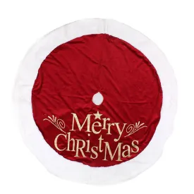 100cm Deluxe Traditional Velvet Christmas Tree Skirt with Merry Christmas