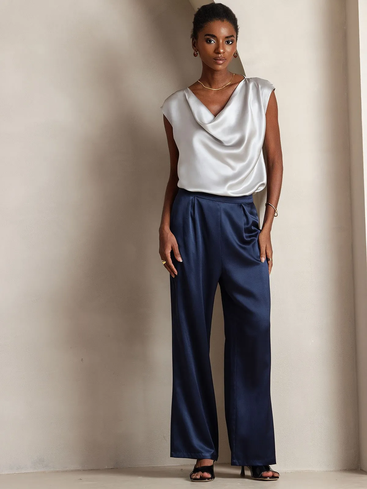 19Momme Casual Silk Wide Leg Pants