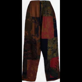 Brown Patchwork Long Pants