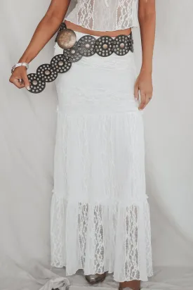 Feelling The Love White Lace Maxi Skirt