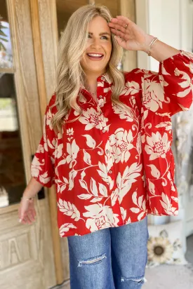 Gentry Printed Mirabelle Satin Long Sleeve Blouse  *FINAL SALE*