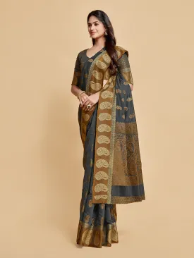 Women Party Wear Printed Chanderi Cotton Saree With Un Stitched Blouse